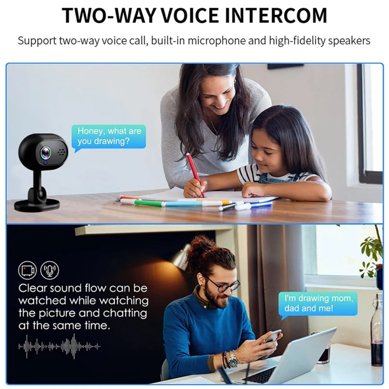 A4 HD WiFi Webcam HD Infrared Night Vision Camera Monitor Support Two-Way Voice - Black