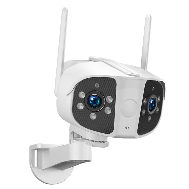 K13 Dual-lens Panoramic View Motion Detection Night Vision Camera Support Two-way Intercom - EU Plug