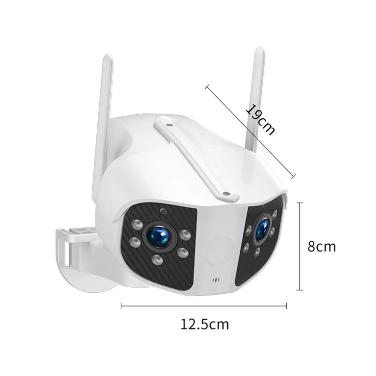 K13 Dual-lens Panoramic View Motion Detection Night Vision Camera Support Two-way Intercom - EU Plug