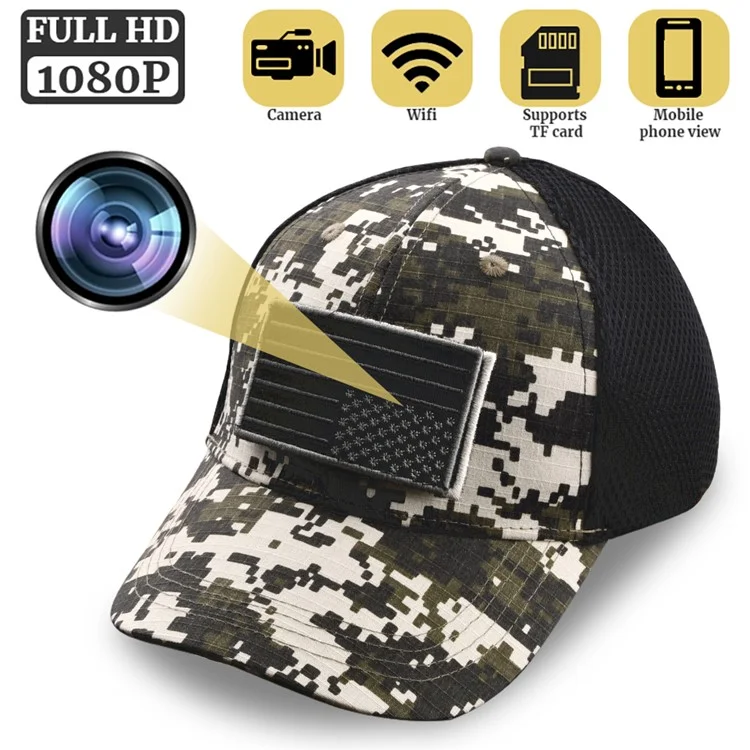 Casqueur de Baseball en Plein Air HD 1080p Loop Record Résilion Visire Bébé Nanny Surveillance Camérie Wifi