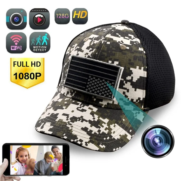 Casqueur de Baseball en Plein Air HD 1080p Loop Record Résilion Visire Bébé Nanny Surveillance Camérie Wifi