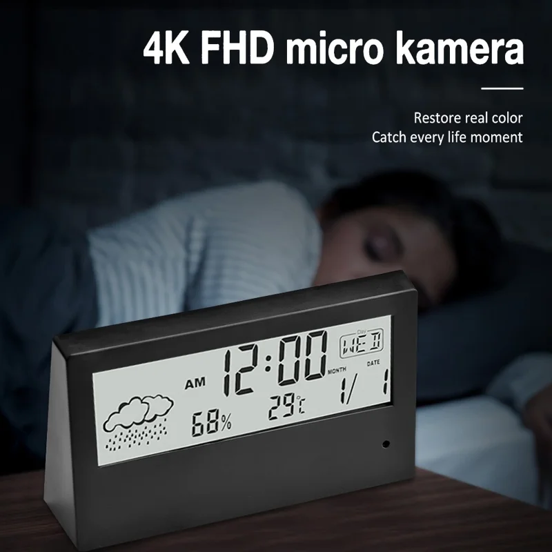 Alarm Clock HD 1080P Home Security WiFi Camera Support Mobile Phone Remote Viewing (Built-in 64GB Memory Card)