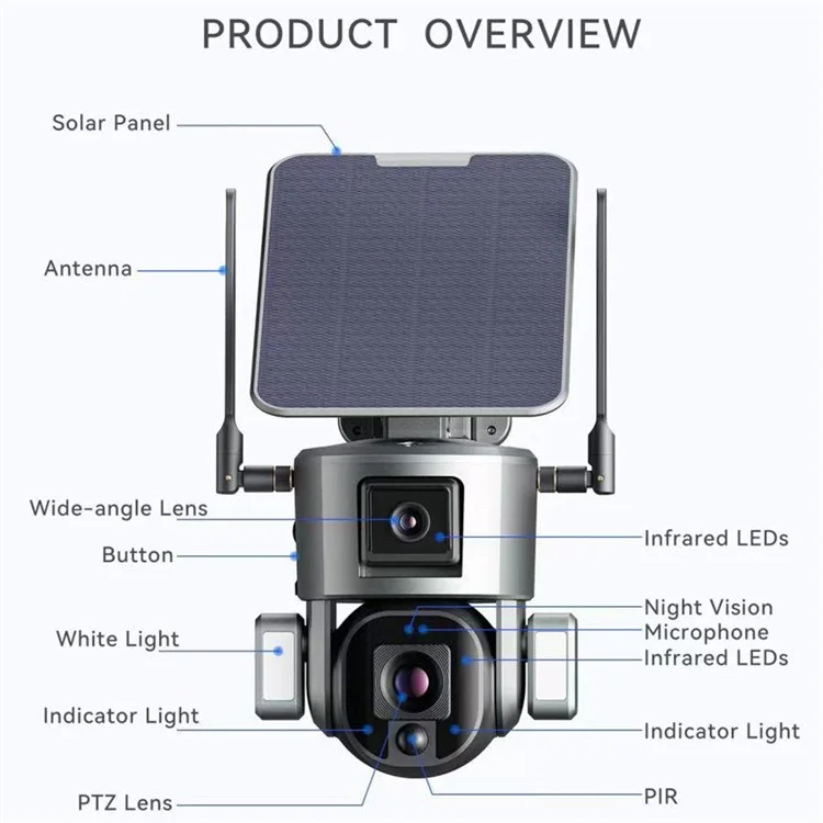 Y5 WiFi Outdoor Camera 8MP Dual Lens Solar Security Camera with 10X Zoom / AI Human Detection