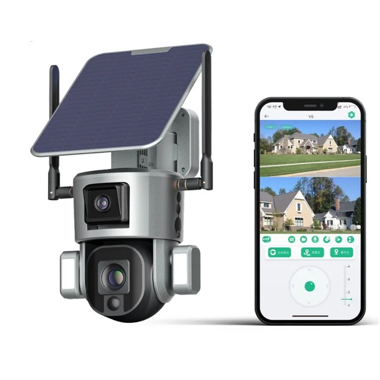 Y5 WiFi Outdoor Camera 8MP Dual Lens Solar Security Camera with 10X Zoom / AI Human Detection