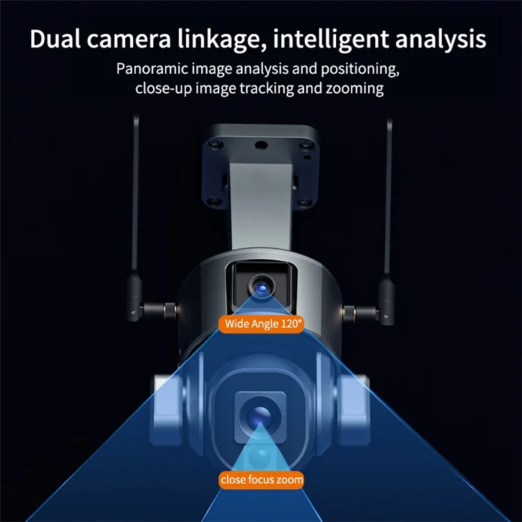 Y5 WiFi Outdoor Camera 8MP Dual Lens Solar Security Camera with 10X Zoom / AI Human Detection