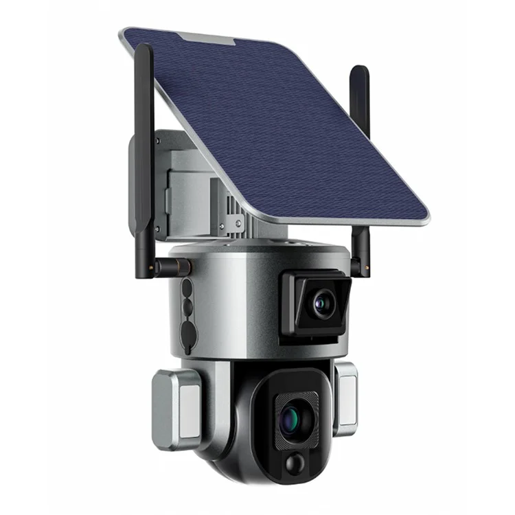 8MP WiFi Wireless Solar Camera PIR Motion Detection Two-Way Audio Fixed Focus Dual Lens Camera