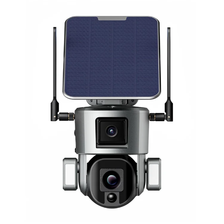 8MP WiFi Wireless Solar Camera PIR Motion Detection Two-Way Audio Fixed Focus Dual Lens Camera