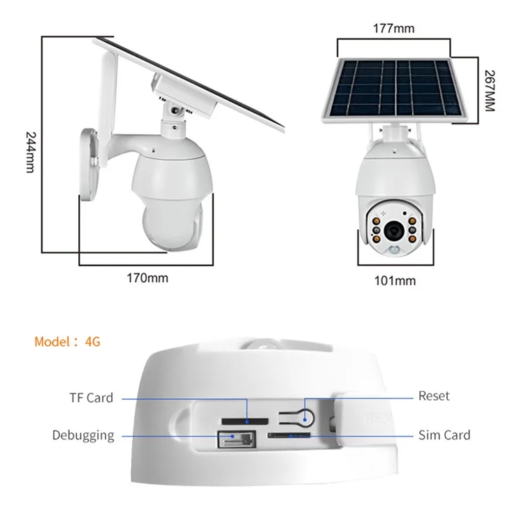 Q3 Solar Camera 1080P HD Night Vision 4G Network Camera Outdoor Surveillance CCTV Camera (EU Version)