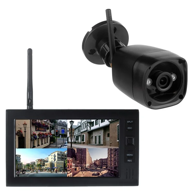 602D11 7-inch Four-screen Wireless Monitor with 1 WiFi Security Night Vision Camera, EU Plug