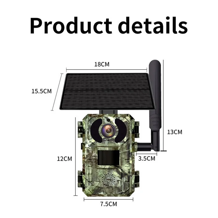 H10 4MP Panneau Solaire PIR Motion Détection de Chasse Caméra 4G / Version de L'ue