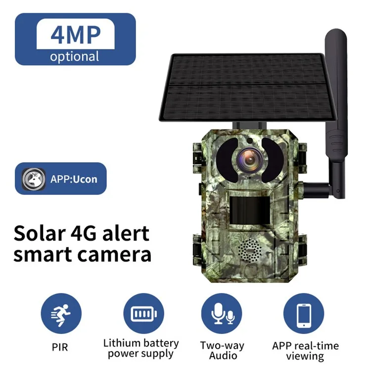 Painel Solar H10 4MP Detecção de Movimento PIR Câmera de Trilha de Caça 4G / Versão UE