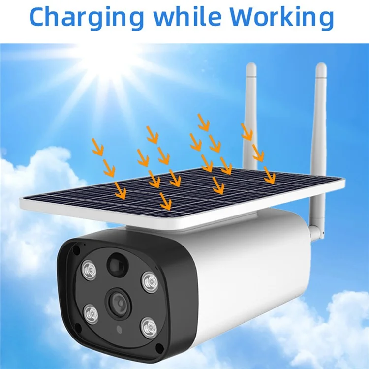 Y8 2MP HD WiFi Solar-Powered Home Camera Full-Color 1080P Security Camera (No Battery)