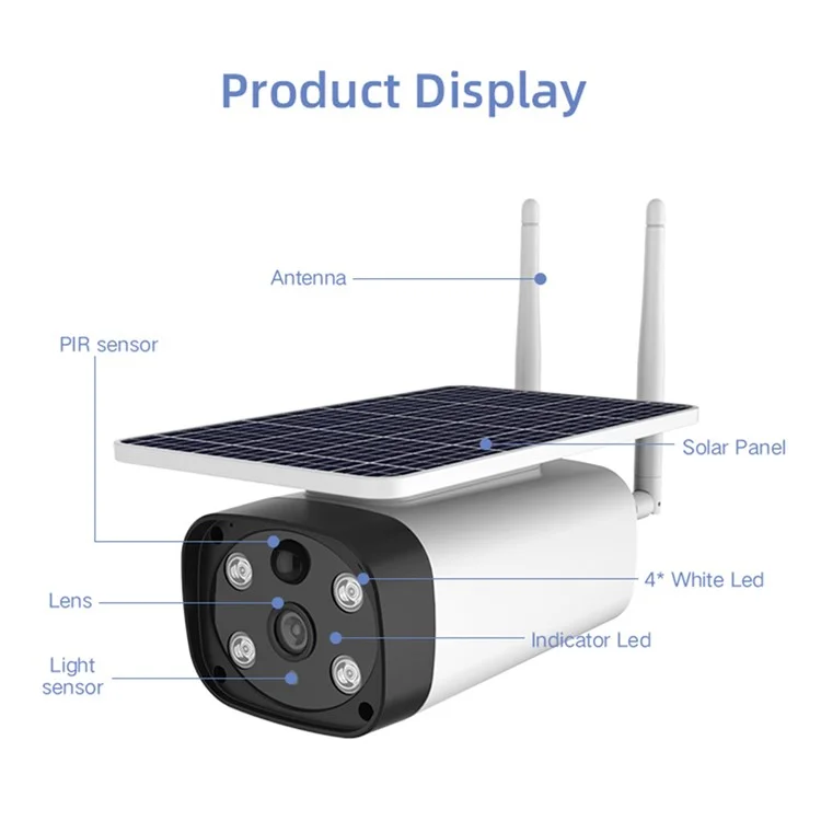 Y8 2MP HD WiFi Solar-Powered Home Camera Full-Color 1080P Security Camera (No Battery)