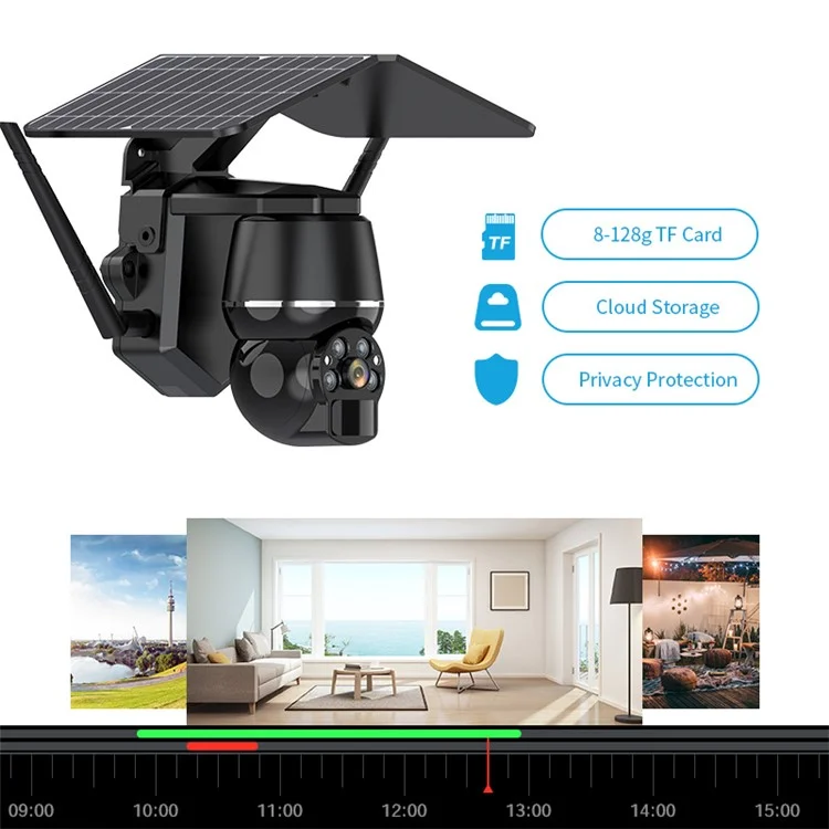 Q7 4MP Outdoor Motion Detection Wireless Solar PTZ Camera, WiFi Version - Black