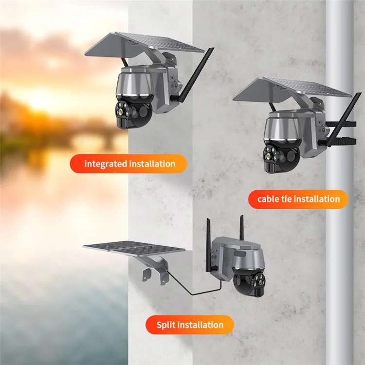 Q7 4MP Outdoor Motion Detection Wireless Solar PTZ Camera, WiFi Version - Black