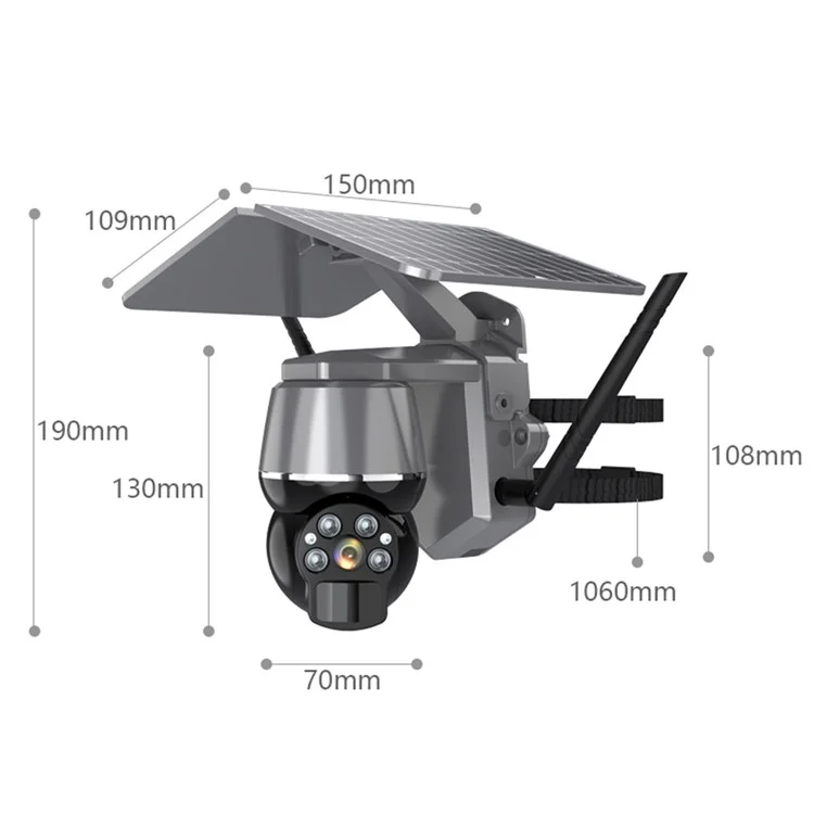 Q7 4MP Outdoor Motion Detection Wireless Solar PTZ Camera, WiFi Version - Black