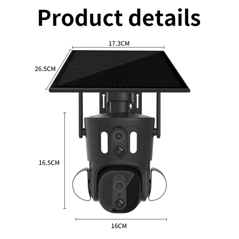 Q32 2K / 4MP Câmera Zoom com Lentes Duplas Alimentada por Energia Solar Câmera de Monitoramento Wireless WiFi