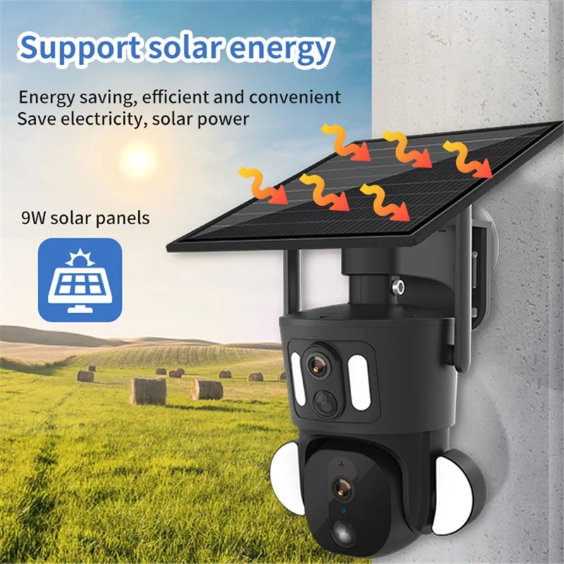 Q32 HD 2K+4MP Dual Lens Security Camera EU Version 4G Network Solar Monitor