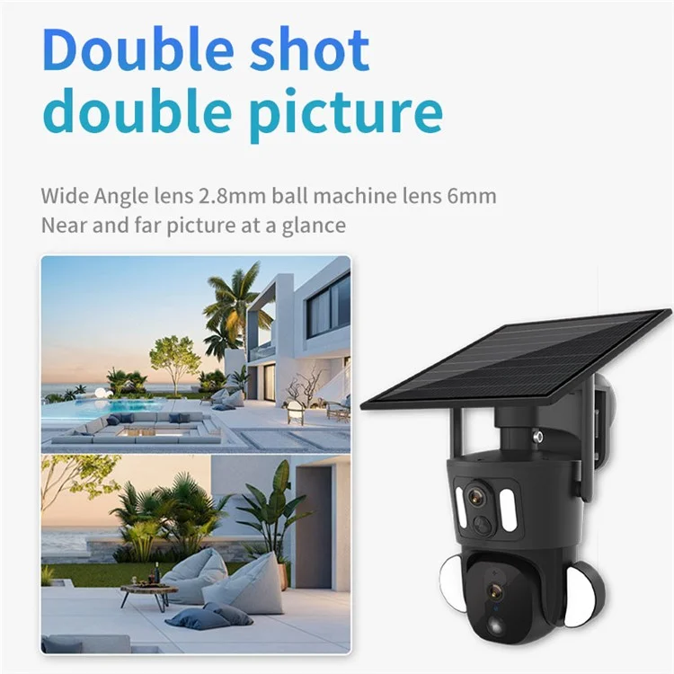 Q32 Solar Security Camera US Version 4G Network 2K+4MP Dual Lens Home Monitor