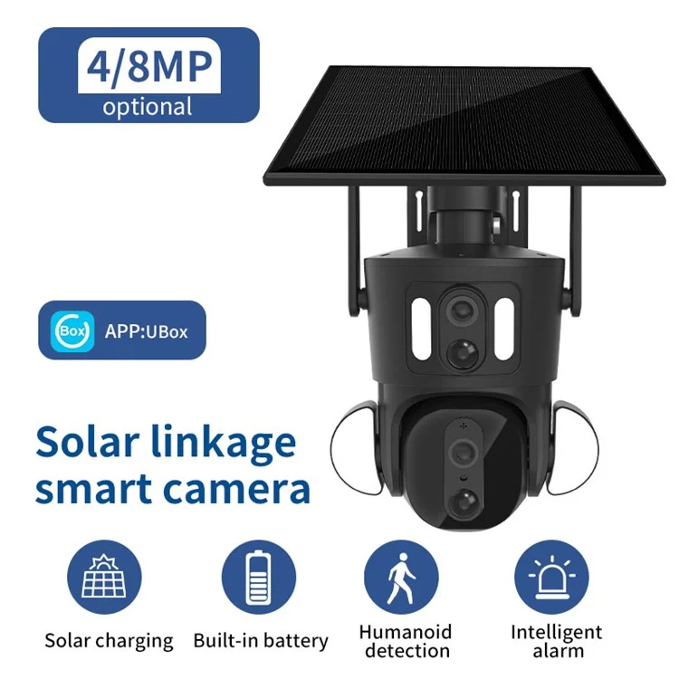 Q32 4K 8MP Dual-Lens Zoom Solar Camera Wireless Monitor Cam, WiFi Version