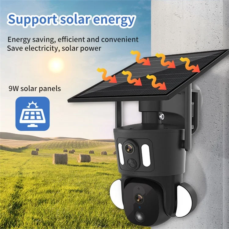 Q32 4K 8MP Dual-Lens Zoom Solar Camera Wireless Monitor Cam, WiFi Version