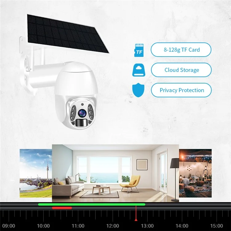 Q6 HD 3MP 4G Network Solar Security Camera Home Monitor - White / US Version