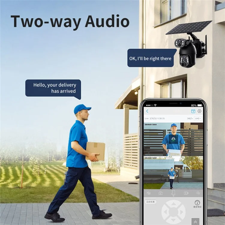 Q6 Pro 6MP Dual Lens HD Full-Color Night Vision Solar-Powered Camera, WiFi Version