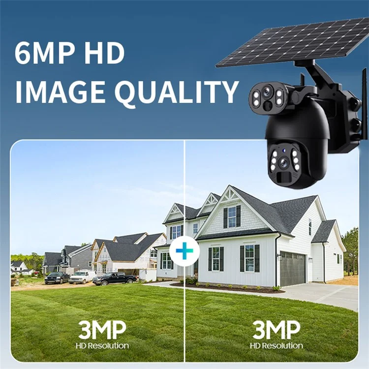 Q6 Pro 6MP Dual Lens HD Full-Color Night Vision Solar-Powered Camera, WiFi Version