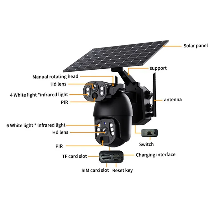 Q6 Pro 6MP Dual Lens HD Full-Color Night Vision Solar-Powered Camera, WiFi Version