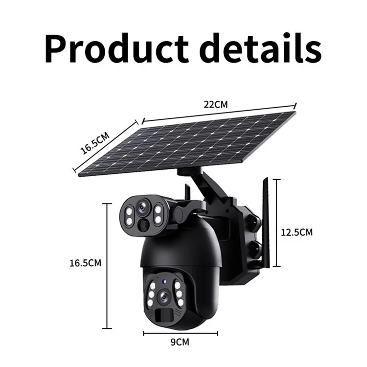 Q6 Pro 6MP Dual Lens HD Full-Color Night Vision Solar-Powered Camera, WiFi Version