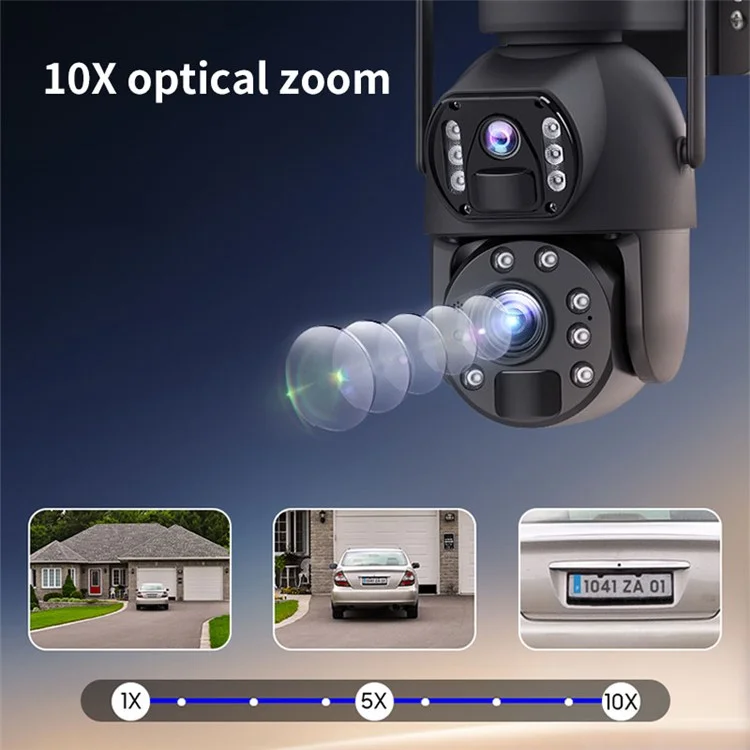 Q59 6MP HD 10X Zoom Dual-Lens Solar-Powered Camera, WiFi Version