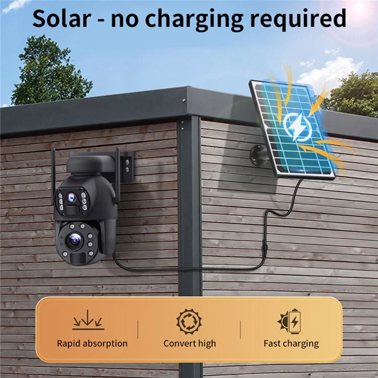 Q59 6MP HD 10X Zoom Dual-Lens Solar-Powered Camera, WiFi Version