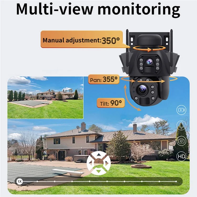 Q59 6MP HD 10X Zoom Dual-Lens Solar-Powered Camera, WiFi Version