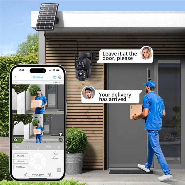 Q59 4G EU Version 6MP HD 10X Zoom Camera Dual-Lens Solar-Powered Camera