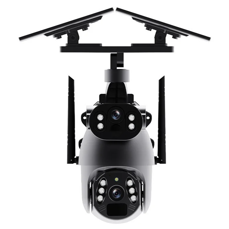 Q6 Max 6MP HD Full-Color Night Vision Low-Power Dual-Lens Solar-Powered Camera, WiFi Version - Grey
