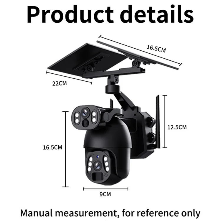 Q6 Max 6MP HD Full-Color Night Vision Low-Power Dual-Lens Solar-Powered Camera, WiFi Version - Grey