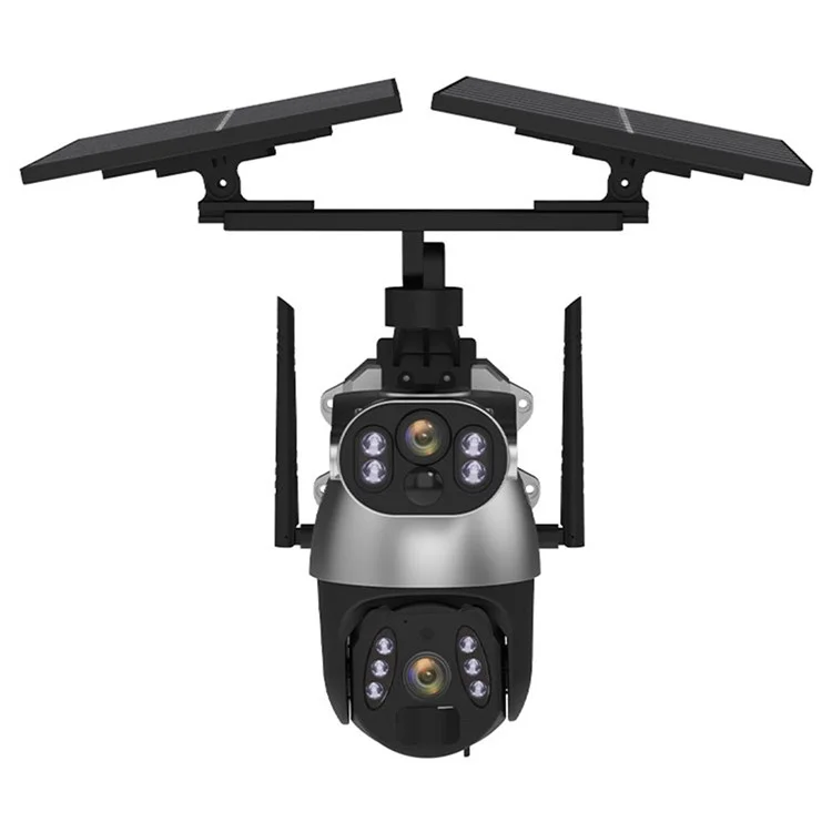 Q6 Max 6MP HD Full-Color Night Vision Low-Power Dual-Lens Solar-Powered Camera, WiFi Version - Grey