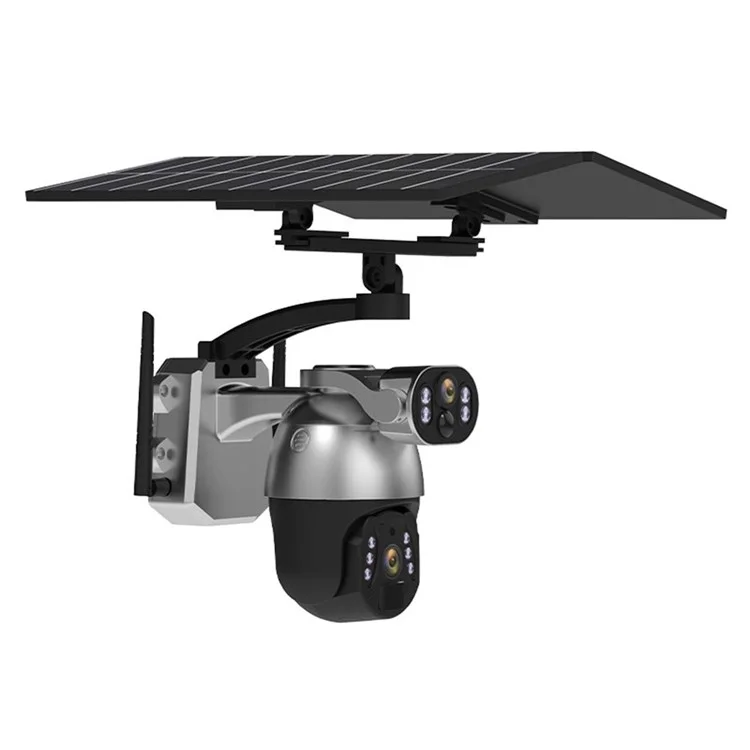 Q6 Max 6MP HD Full-Color Night Vision Low-Power Dual-Lens Solar-Powered Camera, WiFi Version - Grey
