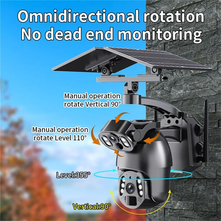 Q6 Max 6MP HD Full-Color Night Vision Low-Power Dual-Lens Solar-Powered Camera, WiFi Version - Grey