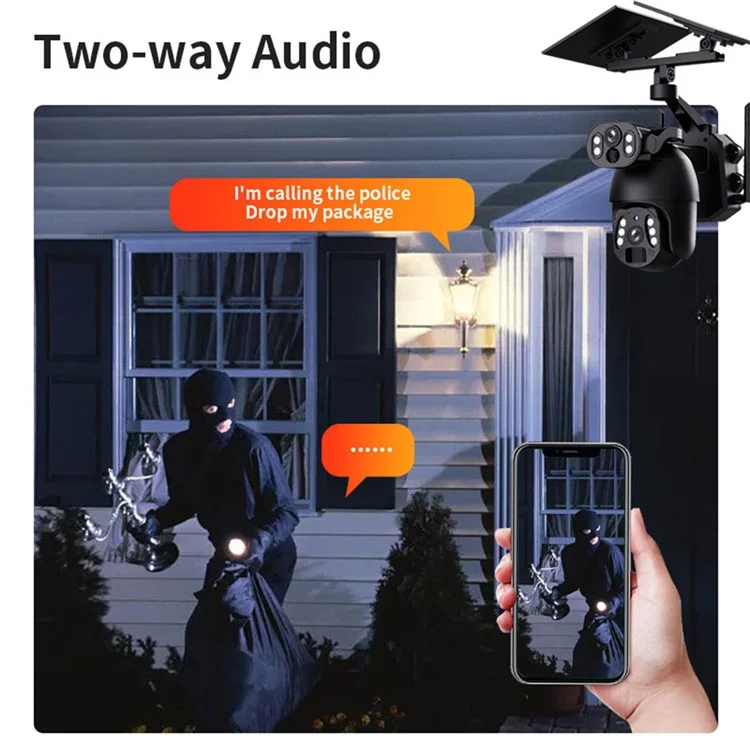 Q6 Max 6MP HD Full-Color Night Vision Low-Power Dual-Lens Solar-Powered Camera, WiFi Version - Grey