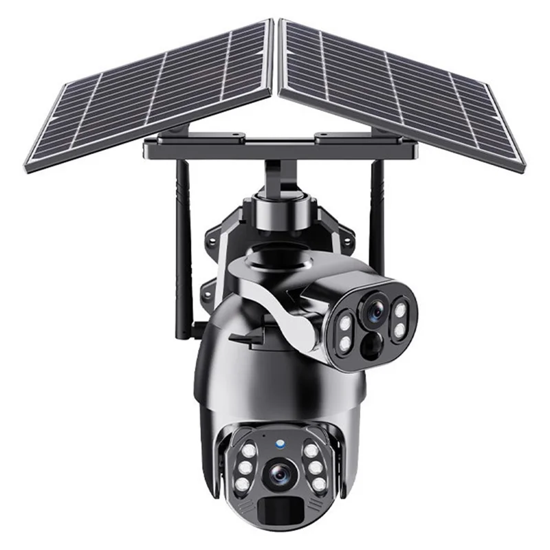 Q6 Max 6MP HD Full-Color Night Vision Camera, 4G EU Version Dual-Lens Solar-Powered Camera - Grey