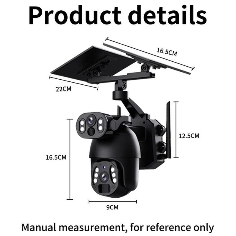 Q6 Max 6MP HD Full-Color Night Vision Camera, 4G EU Version Dual-Lens Solar-Powered Camera - Grey