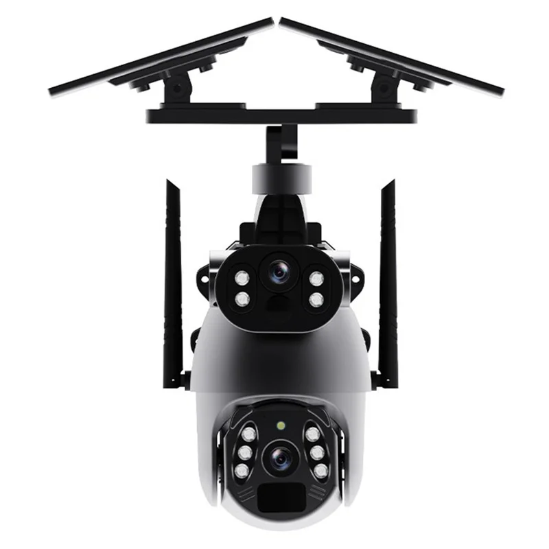 Q6 Max 6MP HD Full-Color Night Vision Camera, 4G EU Version Dual-Lens Solar-Powered Camera - Grey