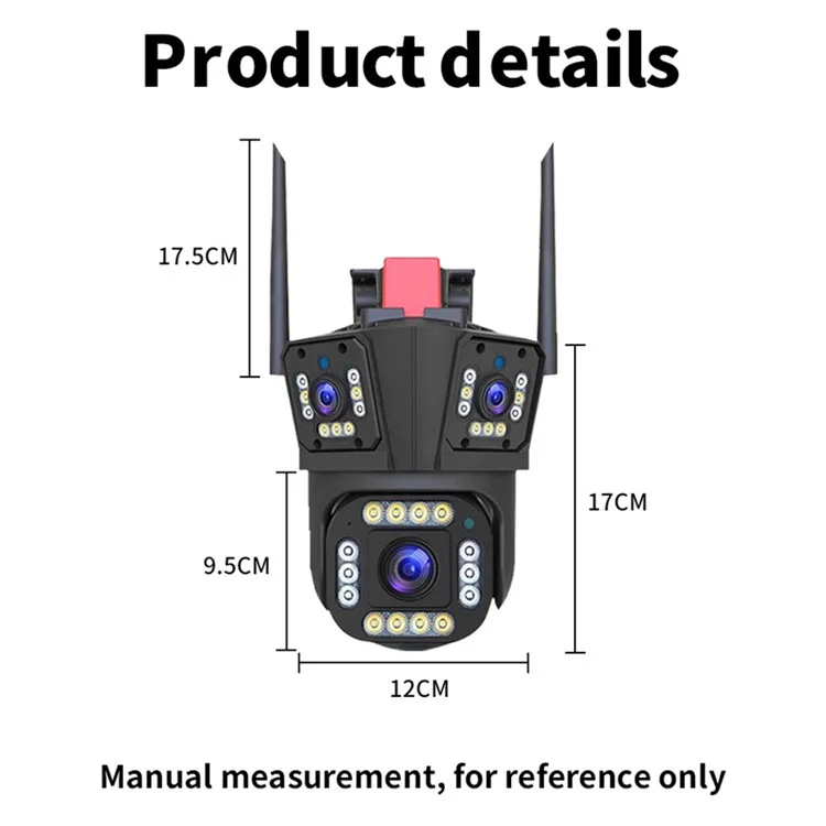 Q323 4K 3-Linsen-HD-WLAN-Kamera 360-Grad-Nachtsicht-Überwachungskamera, EU-Stecker