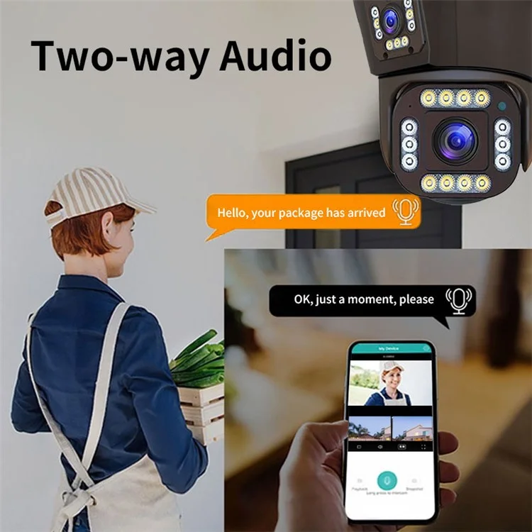 Q323 4K 3-Linsen-HD-WLAN-Kamera 360-Grad-Nachtsicht-Überwachungskamera, EU-Stecker
