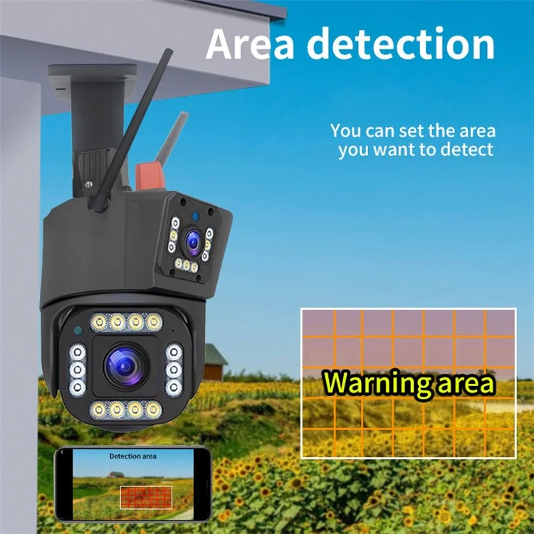 Q323 4K 3-Linsen-HD-WLAN-Kamera 360-Grad-Nachtsicht-Überwachungskamera, EU-Stecker