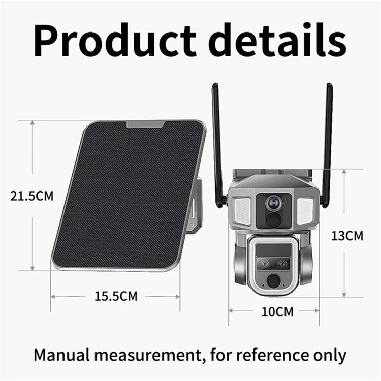 Y7A 3 Lens Solar HD AI Detection Camera Outdoor Waterproof Night Vision WiFi Camera