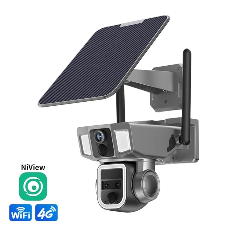 Y7A 3 Lens Solar HD AI Detection Camera Outdoor Waterproof Night Vision WiFi Camera