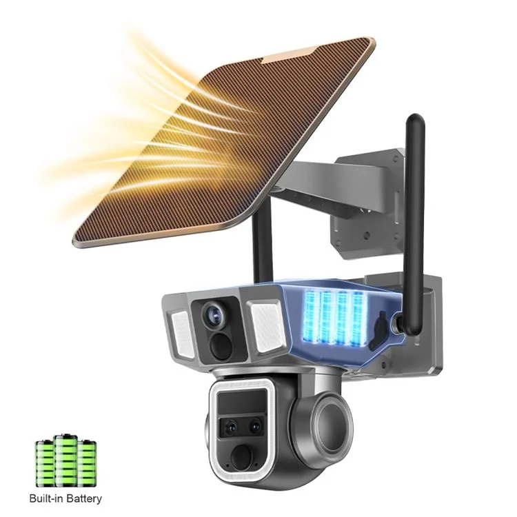 Y7A 3 Lens Solar HD AI Detection Camera Outdoor Waterproof Night Vision WiFi Camera