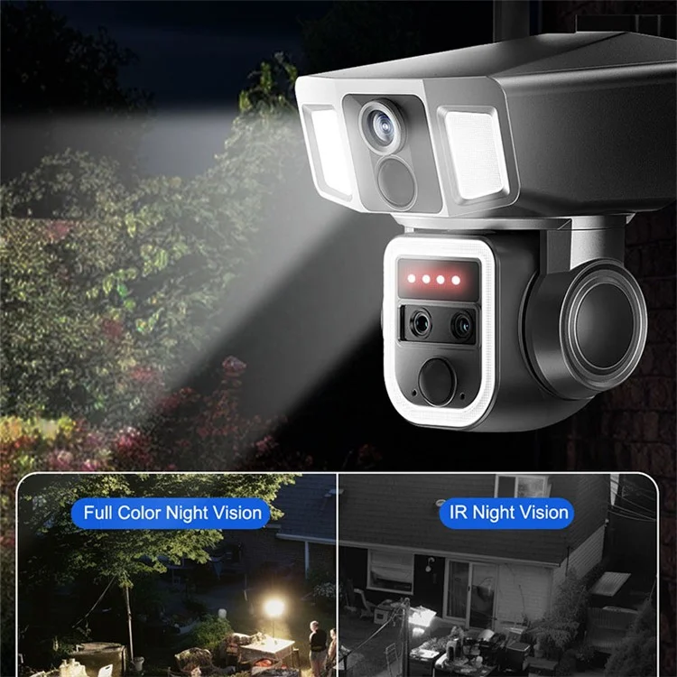 Y7A 3 Lens Solar HD AI Detection Camera Outdoor Waterproof Night Vision WiFi Camera